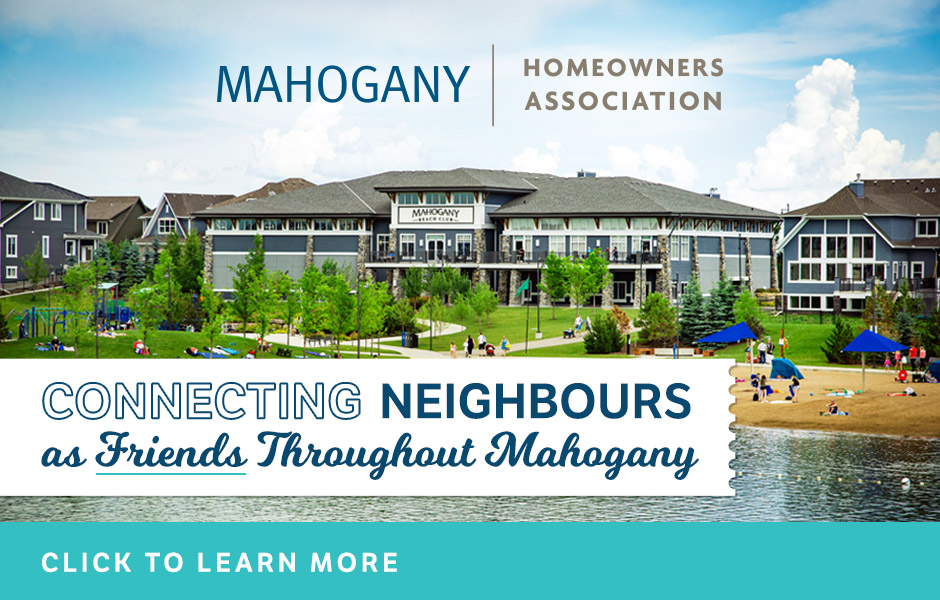 Image: Mahogany Beach Club and Beach. Text: Mahogany Homeowners Association. Click to learn more.