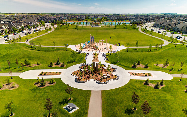 Aerial view of Mahogany's playgrounds