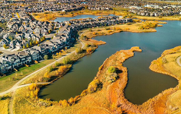 Aerial view of Mahogany's wetland area